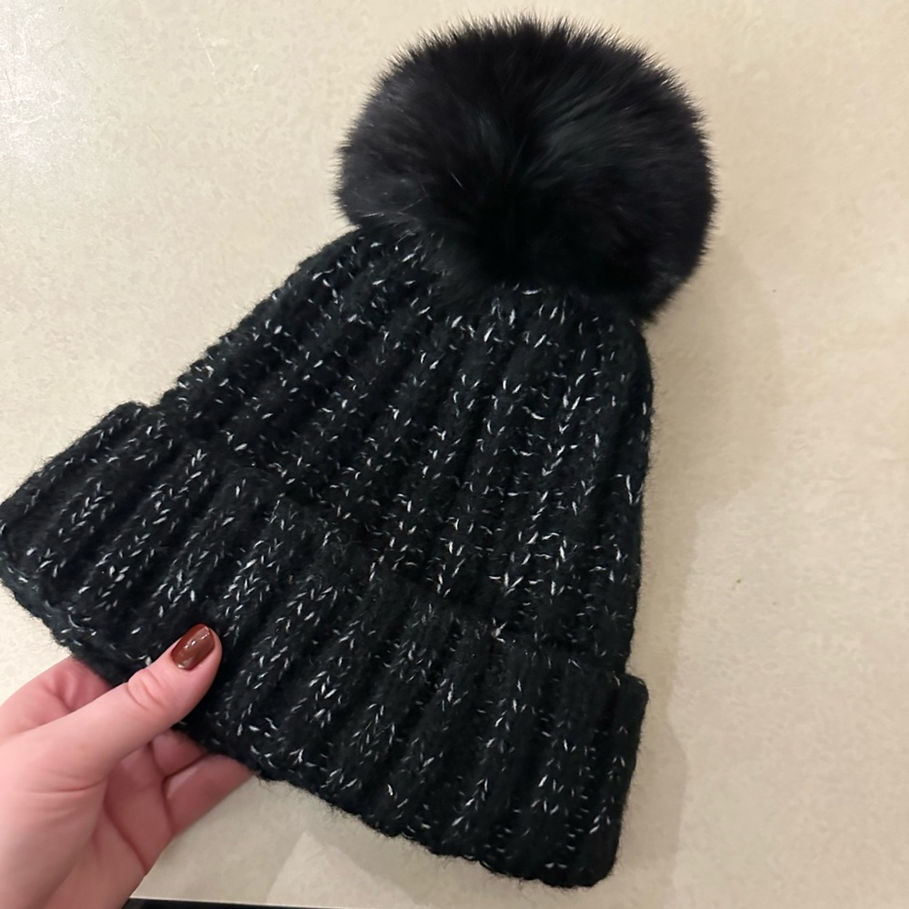 Black Puff Winter Hat chic